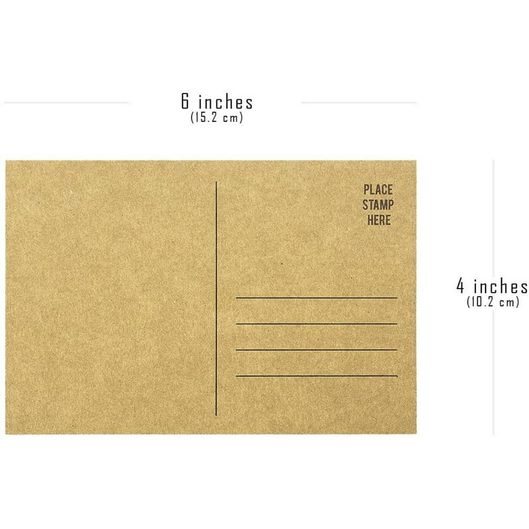Set of 50 Brown Kraft Paper Blank Postcards Pack - Self Mailer Mailing Side Postcards 50 Pack Postage Saver - 4 x 6 Inches