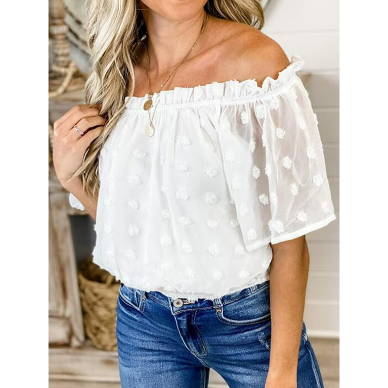 White peasant top blouse off shoulder