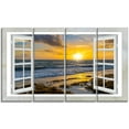 thumbnail image 3 of Design Art Open Window to Bright Yellow Sunset Modern Seascape Canvas Artwork Print, 3 of 3