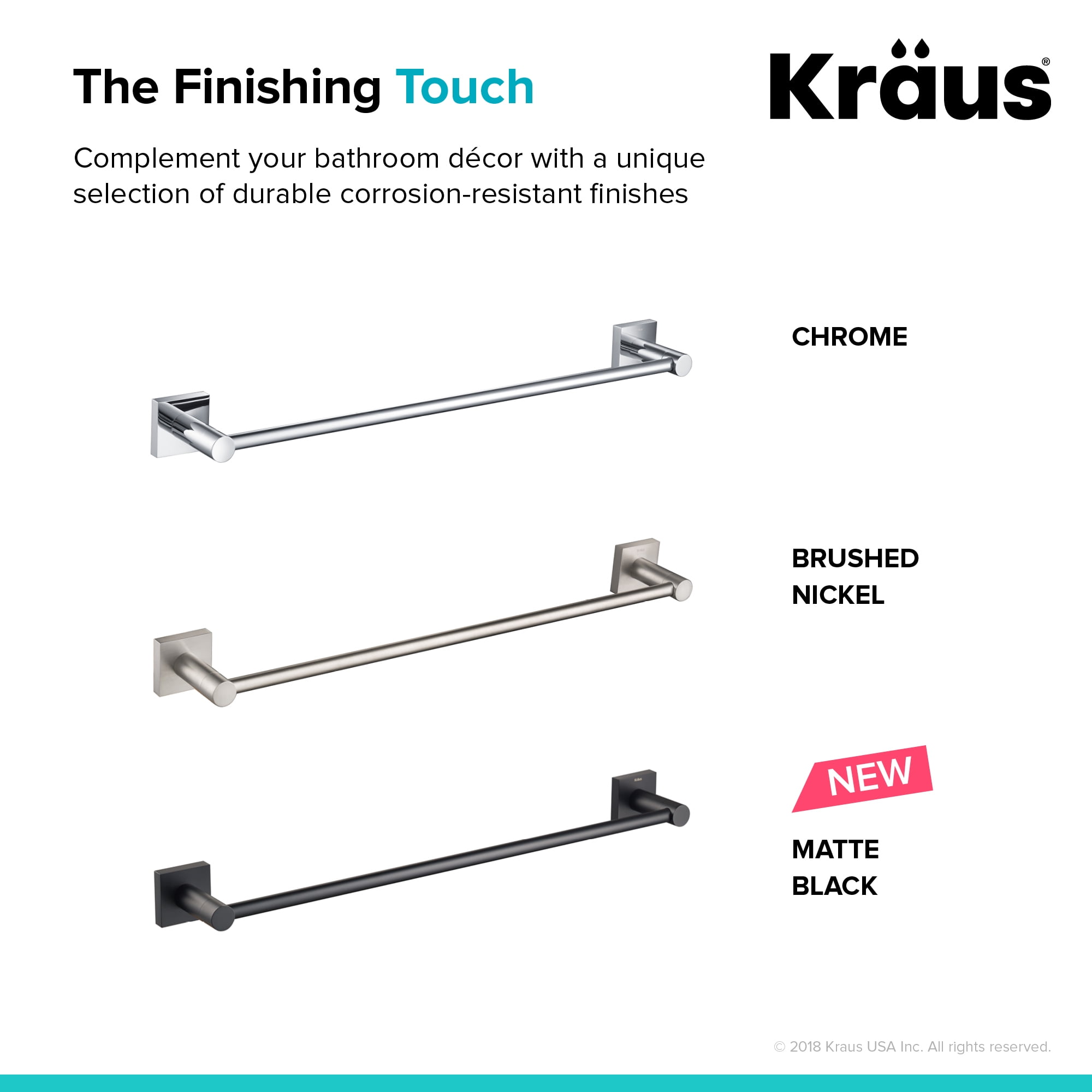 Kraus Bathroom 2.81" Towel Bars, Matte Black, 1.75"H