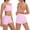 Pink, variant on QIbmong Workout Sets for Women Sleeveless Spaghetti Straps Halter Neck Camisoles and High Waist Biker Shorts Summer Gym Outfits(XL,White)