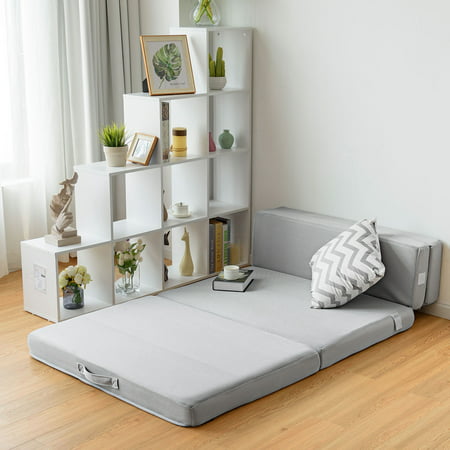 Gymax 4'' Twin XL Size Foam Folding Mattress Sofa Bed Guests Floor Mat