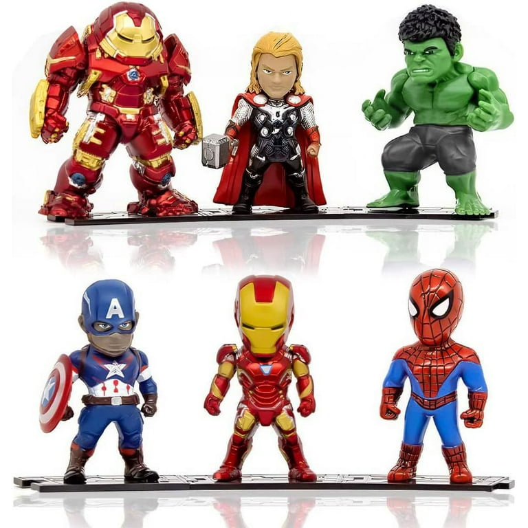 J&G Superhero Action Figures Sets | 6 PCS Marvel Superheros Hulk Iron Man  Captain America Spider-Man Action Figures | Decorations Gift Superhero Toys