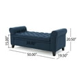 thumbnail image 6 of Charlemagne Contemporary Rolled Arm Fabric Storage Ottoman Bench, Dark Blue and Dark Brown, 6 of 7