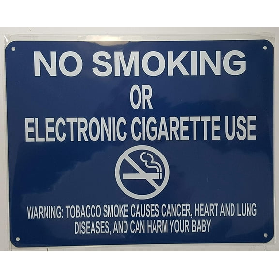 NYC Smoke free Act Sign No Smoking or Electric cigarette Use Warning (8.5x11, Brush Aluminium)