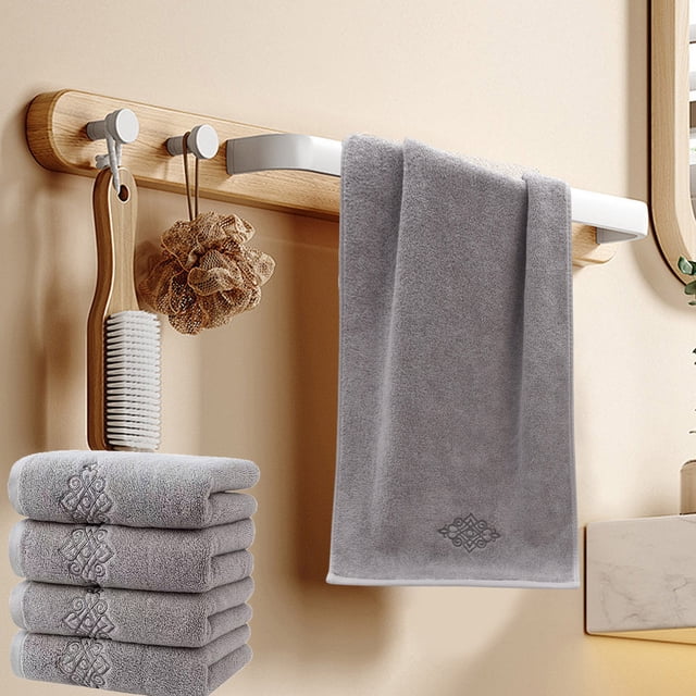 Serviette pour le Visage en Coton, Lot de 4, Serviettes en Coton Gris Pâle 35x78 cm, Serviettes pour le Visage Absorbantes pour Adultes, Ensemble de Serviettes de Bain pour la Maison Rkxzt