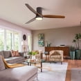 thumbnail image 3 of 52 Inch Flush Mount Ceiling Fan with Light and Remote Control,3 Blades,Dimmable Light,Reverse Airflow Gold with Black Blades(Light Kit Included) N/A, 3 of 5