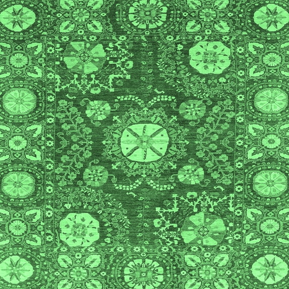 Ahgly Company Indoor Square Abstract Emerald Green Modern Area Rugs, 5' Square