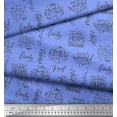 thumbnail image 3 of Soimoi Blue Moss Georgette Fabric Merry Christmas Text Print Fabric by Yard 42 Inch Wide, 3 of 3