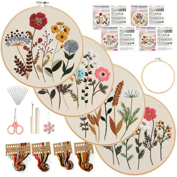 Kit de bordado artesanal con 4 juegos de punto de cruz para adultos