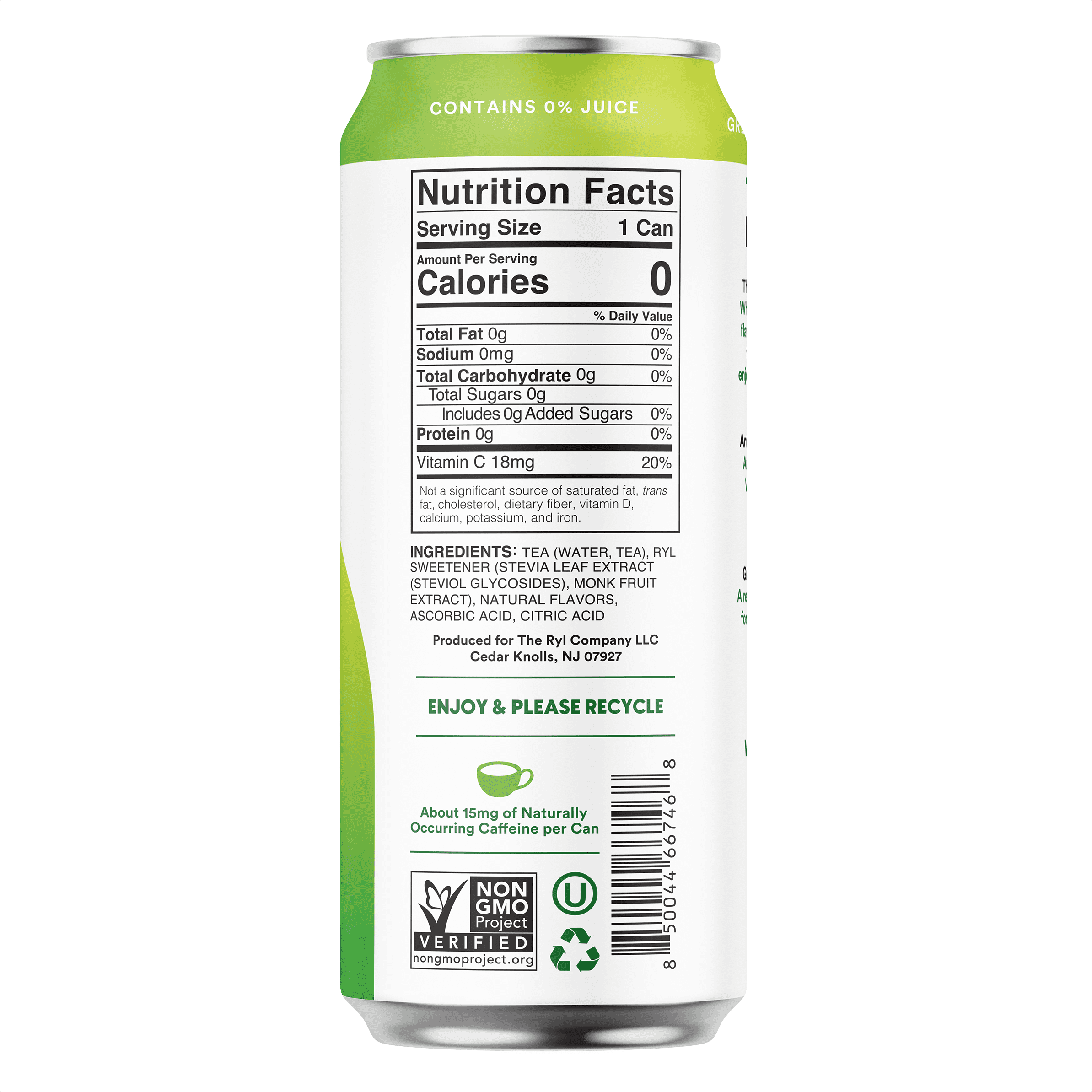 (6 pack) Ryl Iced Green Tea Citrus, Zero Sugar Antioxidant Green Tea, 16 fl oz Ready-to-Drink Can, No Artificial Sweeteners