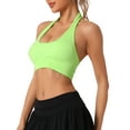 thumbnail image 4 of INSPIRE CHIC Womens Halter Backless Ribbed Sports Bras Workout Fitness Underwear M Green, 4 of 5