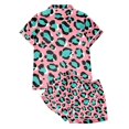 thumbnail image 4 of Wyzesi Womens Robes Lightweight Snap Front 2 Piece Pajama Pattern Printed Short Sleeved Button Down Shirt and Shorts Pajama Set, 4 of 5
