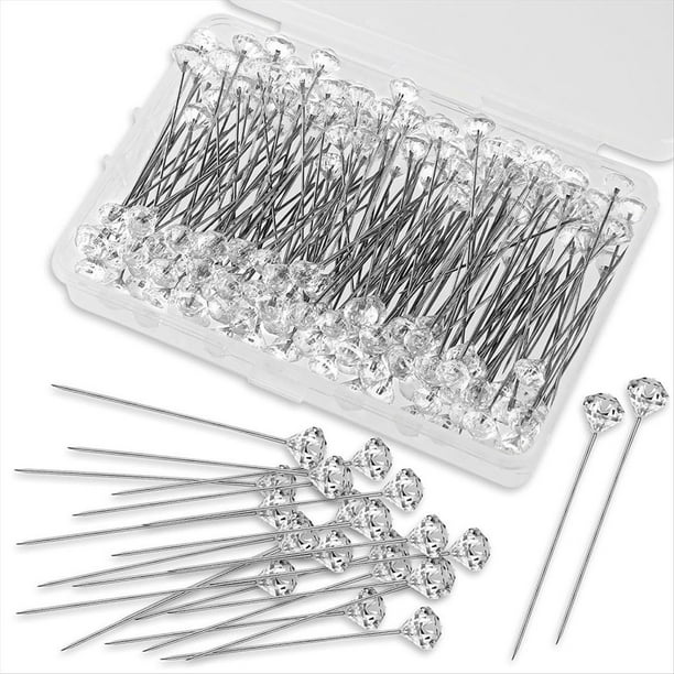 200 Alfileres para Ramo de Flores, Alfileres Rectos de Diamante Transparente, Alfileres de Ramillete Floral de 2 Pulgadas para Accesorios de Ramo de Boda