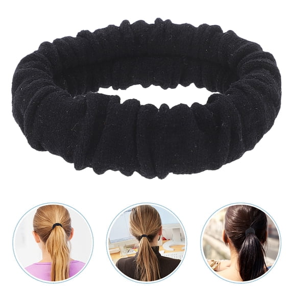 LOLIPPYY 8Pcs Black Elastic Hair Ties No Damage Velvet Scrunchies for Buns Ponytails and Versatile Styles