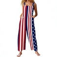 thumbnail image 2 of EliteGoogv Womens Jumpsuit Patriotic Strapless Romper Floral Print Lightweight Summer Overalls For Women 4th of July Outfit 250th Independence Day S Blue, 2 of 6
