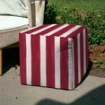 thumbnail image 6 of HomeRoots 17" Red And White Polyester Cube Striped Indoor Outdoor Pouf Ottoman, 6 of 6