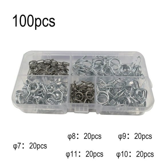 100PCS Stainless Steel Car Double Wire Fuel Line Hose Tube Spring Clamps Clips