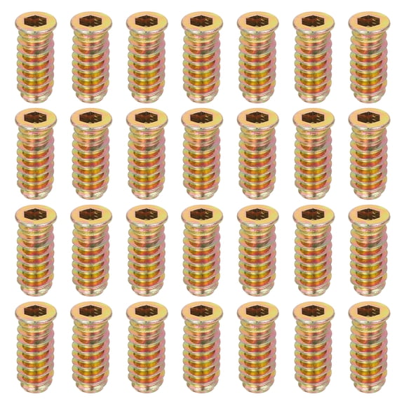 28Pcs Threaded Inserts Nuts, M6x25mm Hex Socket Drive Nut Inserts for Wood