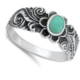 thumbnail image 4 of Bali Flower Simulated Turquoise Ring .925 Sterling Silver Band Blue CZ Jewelry Female Size 7, 4 of 4