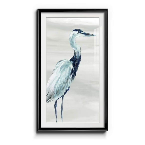 Renditions Gallery Black Framed Animals Art Prints for Home Decor Blue Heron by the Sea Crane Wall Hanging Canvas Prints for Bedroom Dining Living Room Office Home Kitchen Wall Decor - 20"X40"