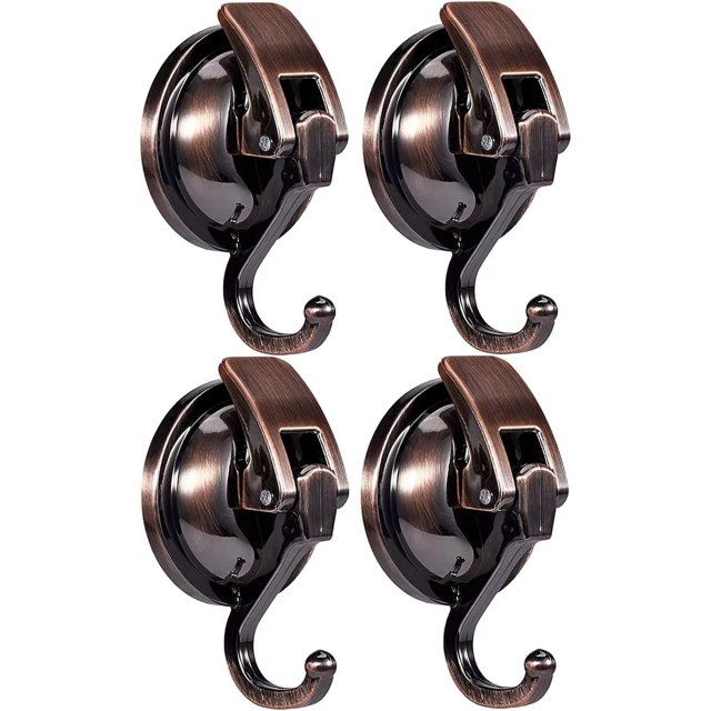 LAICAIW Crochets à Ventouses Réutilisables pour Cuisine, Salle de Bain, Toilettes (Lot de 4, Bronze Rouge)