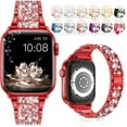 thumbnail image 1 of ANTHOUSE for Apple Watch Band 38mm 40mm 41mm Series 8 Series 7 6 5 4 3 2 1 SE Ultra, Bling Replacement Bracelet iWatch Band, Diamond Rhinestone Stainless Steel Metal Wristband Strap, 1 of 16
