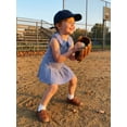 thumbnail image 6 of BemeyourBBs Little Toddler Baby Girls Baseball Dress Summer Outfits Clothes A-line Tank Dress Sleeveless Doll Collar Baseball Embroidered Striped Dress, 6 of 9