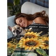 thumbnail image 3 of Sunflower California King Size Flat Sheet, Wrinkleproof & Fadeproof Cooling Flat Bed Sheet Only, Black White Check Farmhouse Bee Vase Floral Breathable Soft Bedding Top Sheets 108 x 98 Inches, 3 of 8