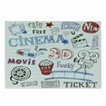 thumbnail image 1 of Movie Theater Cutting Board, Various Hand Drawn on a Notebook Page Style Backdrop Hollywood Fun, Decorative Tempered Glass Cutting and Serving Board, Small Size, Multicolor, by Ambesonne, 1 of 1