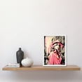 thumbnail image 2 of Retro Fashion Woman with Hat and Pink Trench Coat Artwork Framed Wall Art Print A4, 2 of 4