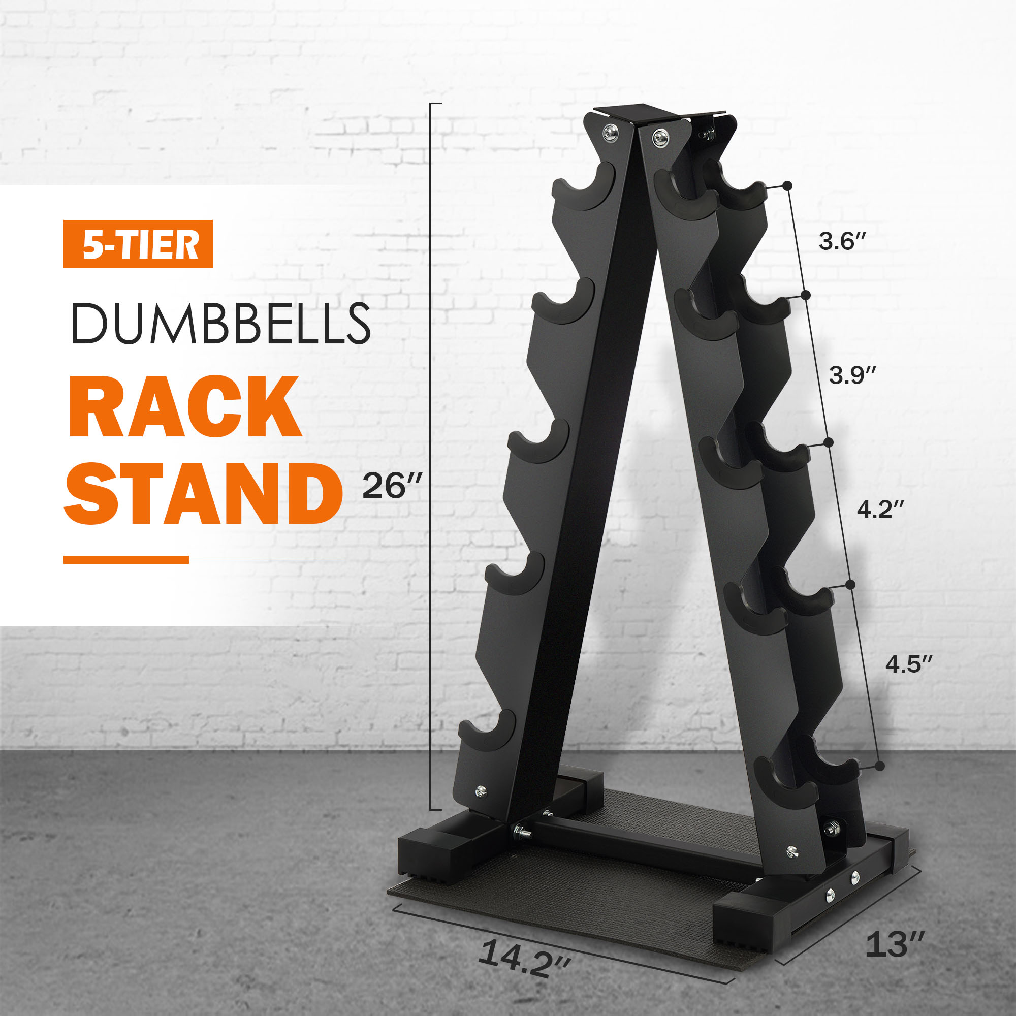 Prilinex 5 Tier Dumbbell Weight Racks, A-Frame, Weights Metal Strength Training Dumbbells Storage Rack for Home Gyms Space Saver,Black
