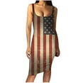 thumbnail image 1 of Mujeres moda verano casual sexy estampado hombro frío día de la independencia flaco tanque sin mangas vestido ajustado Fridja  hjkh4665, 1 of 4