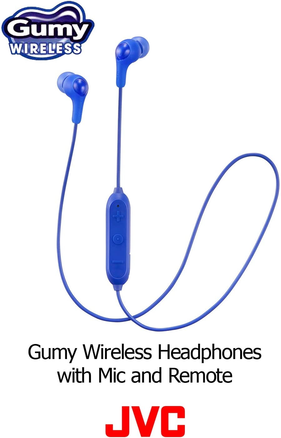 JVC Soft Wireless Earbud with Stayfit Tips, Remote and Mic and Bluetooth Blue (HA-FX9BTA)
