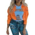 thumbnail image 2 of Women's Denim Short Coat, Long Sleeve Distressed Crop Jeans Coat, 2 of 9