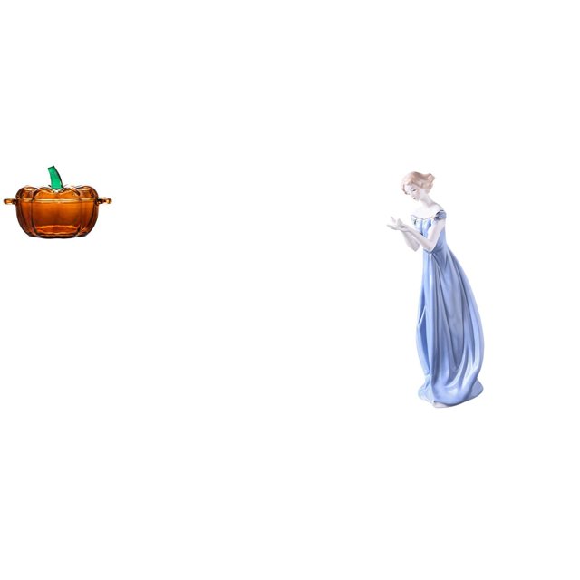 Plato De Dulces De Vidrio Con Forma De Calabaza Con Tapa Y Tarro De Galletas Naranja Combinado Con Figura De Dama De Porcelana Cerámica, Adorno De Estatua De Niña Nórdica Para Decoración De