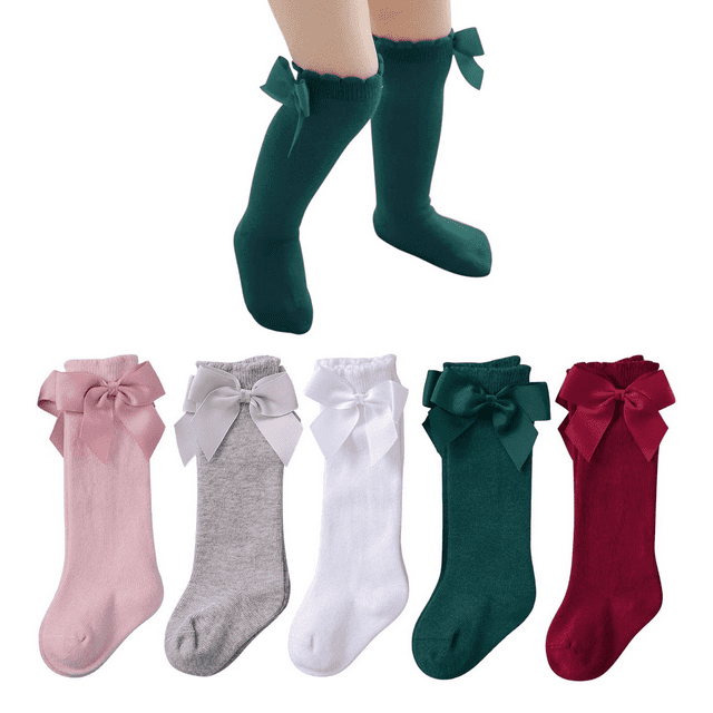 Zando Baby Girl Knee High Socks Cotton Newborn Socks with Bow Long