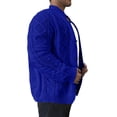 thumbnail image 2 of safuny Workout Solid Color Cable Knit Cardigan Stand Collar Knit Sweater for Men Open Front Vintage Cardigans Fall Long Sleeves Button Down Casual Loose Fit Tops Blue L, 2 of 4