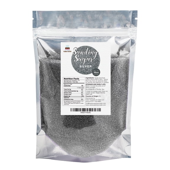 Cake S.O.S Silver Sanding Sugar Dessert Sprinkles, 16 oz