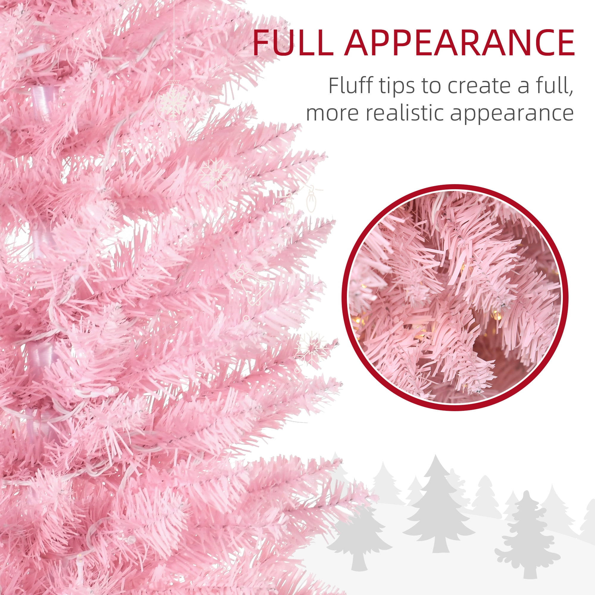 5 ft Pre-Lit Slim Artificial Christmas Tree with 110 Warm White LED Lights, Pink