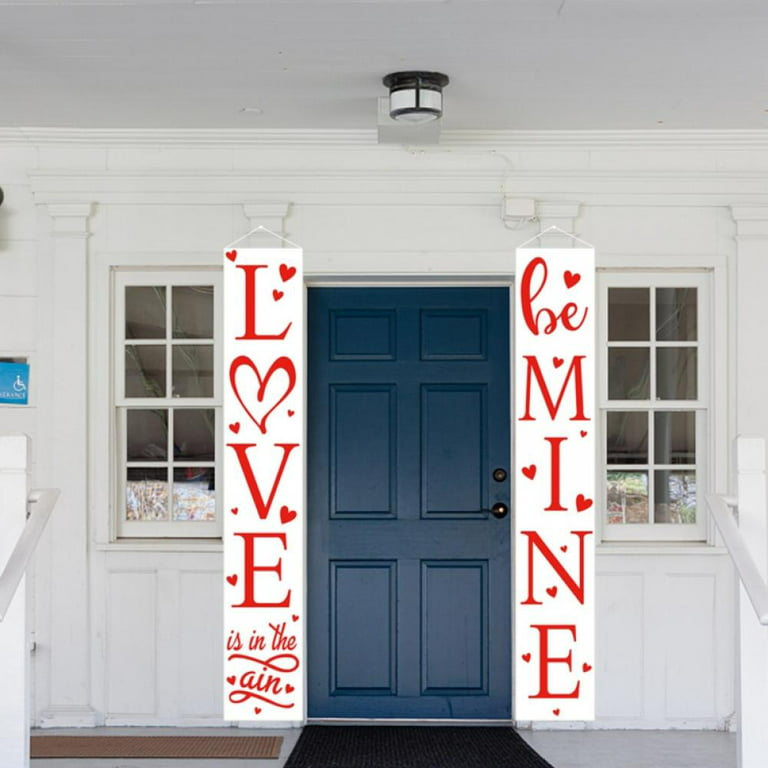 Valentine Porch Sign Valentines Day Decorations for The Home, Happy Valentines Day Banner Welcome Sign for Front Door, Modern Farmhouse Wall Decor