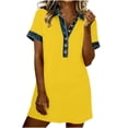 thumbnail image 2 of Ovbmpzd Summer&nbsp;Dresses&nbsp;for Women 2026 Solid Botton Collared Yellow Collared Mini Classic Fit Dresses Summer&nbsp;Dresses&nbsp;for Women,S, 2 of 5