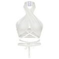 thumbnail image 6 of Honeeladyy Clearance under 10$ Crisscross Cut Out Vest for Women Sexy Halter Wrap Bandage Self Tie Crop Tops Backless Sleeveless Summer Tank Tops White, 6 of 8