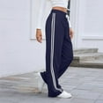 thumbnail image 3 of Women'S Wide Leg Sweatpants Casual High Waisted Straight Sweat Pants Drawstring Joggers with Pockets Navy Blue S, 3 of 7