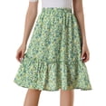 thumbnail image 2 of Falda Floral Fluida Con Volantes En El Dobladillo Para Mujer Verde M, 2 of 2