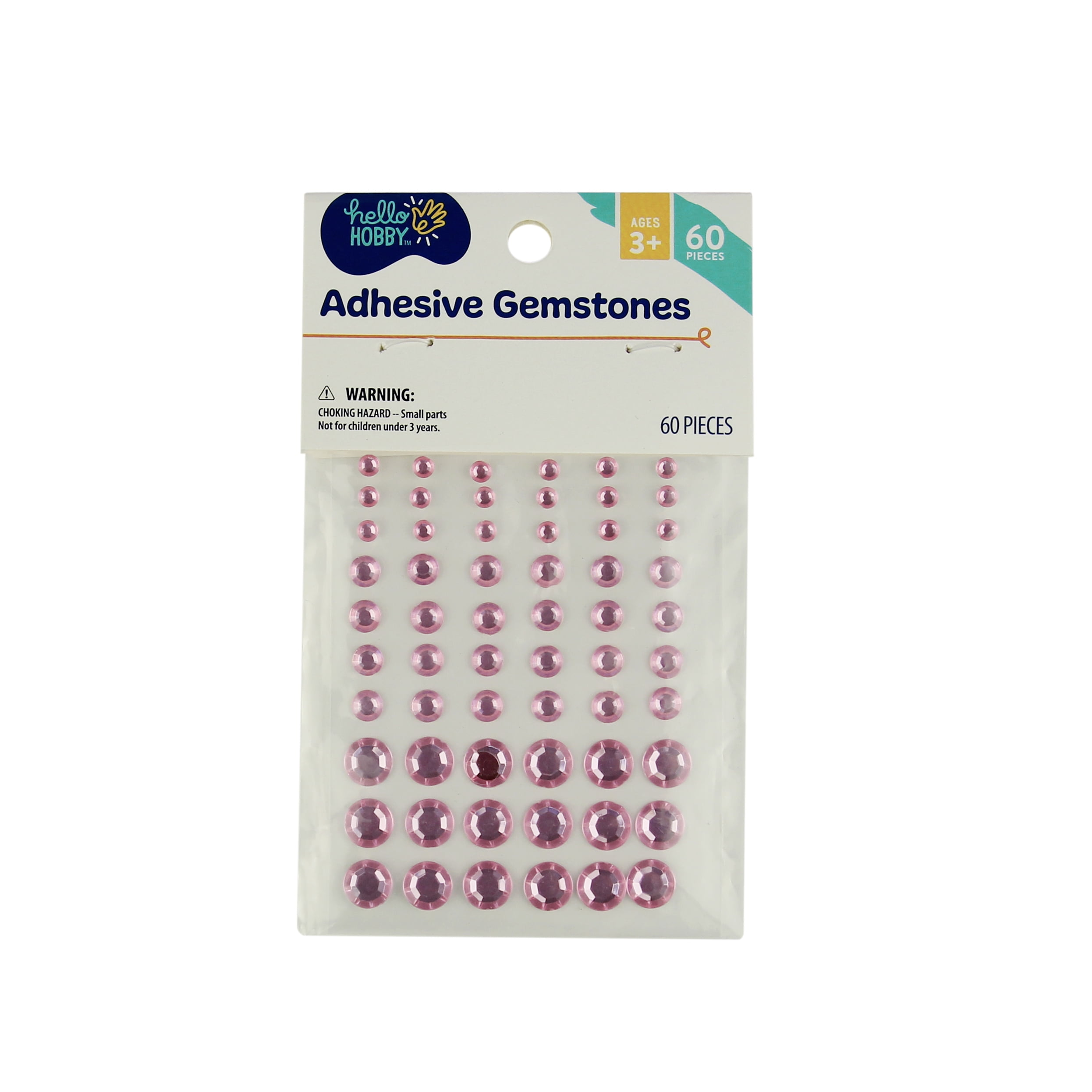 Hello Hobby Pink Adhesive Gemstones Stickers, 60 Piece Scrapbooking Embellishments