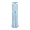 thumbnail image 5 of Ussuma Solid Color 3 Piece Sets for Women V-Neck Sleeveless Tank and Cardigan with Elastic Waist Loose Plus Size Drawstring Pants with Pockets Intellectual Sets Dressy Casual Party Travel Work XXXL, 5 of 6