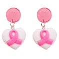 thumbnail image 2 of 1Pair Cancer Awareness Earrings â Pink Ribbon Dangle Drop Earrings for Women, Lightweight Acrylic Support Jewelry, Survivor Gift for Christmas, Thanksgiving Holidays, 2 of 7
