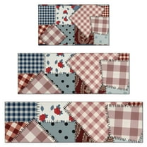Pioneer Flower Floral Print Pattern Kitchen Rugs Sets Of 3,Kitchen Runner Rugs Non Skid Washable,Decorative Kitchen Floor Mats for Kitchen,Sink,Laundry,17"x30" 17"x47" 17"x59"