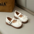 thumbnail image 2 of Domzle Toddler Girls Mary Jane School Uniform Dress Shoes Flats Wide Round Toe,Cushioned Comfort, Girl shoes for Wedding Party Daily White, 2 of 4
